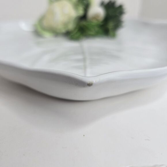 VTG White Leaf Plate Dish W/ 3D Vegetables Italy Cauliflower Artichoke - Picture 13 of 16